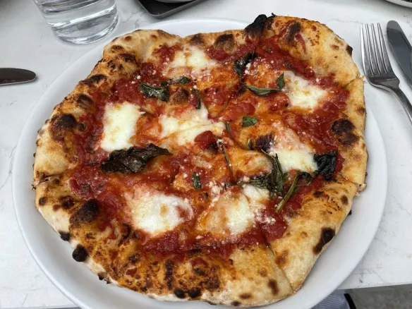 Culaccino signature dishes Asparagus FrittersNonno 's Fennel Sausage﻿Margherita Pizza